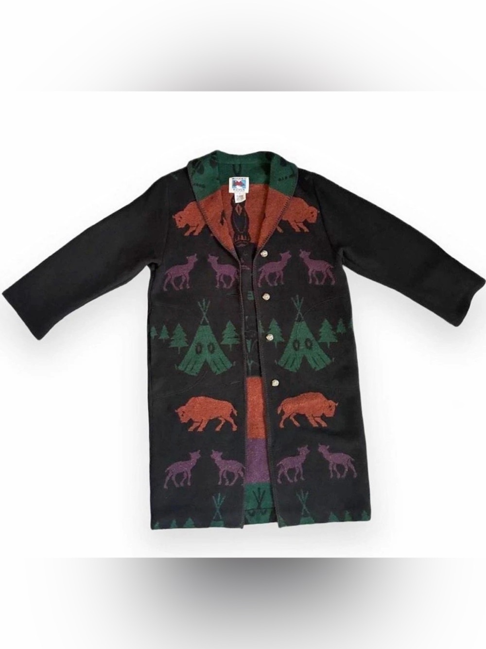 Wooded River Patterned Wool Blend Coat